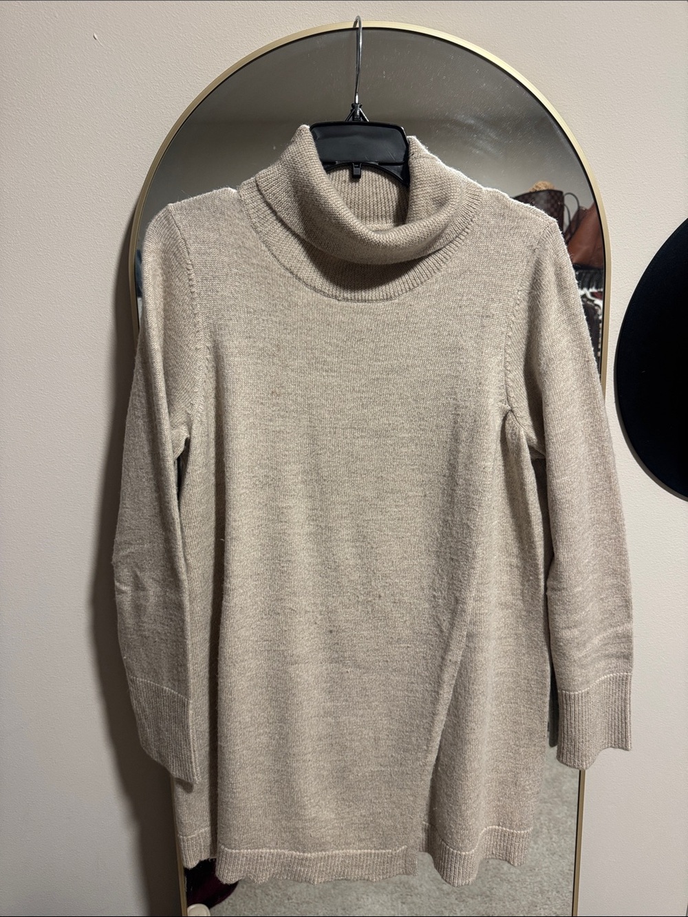 Eileen Fisher Beige Turtleneck Tunic Sweater Long Sleeve